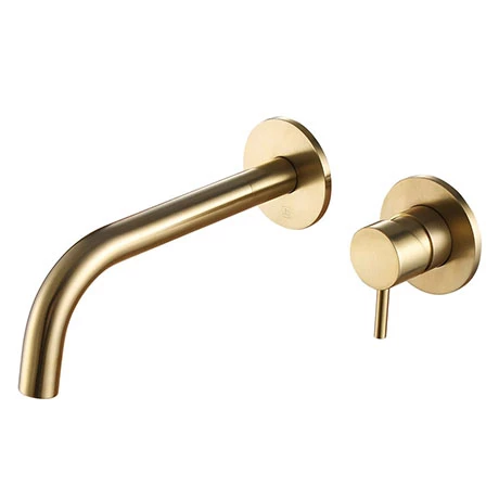 JTP Vos Brushed Brass Wall Mounted Single Lever Basin Mixer 1 JTP Vos Brushed Brass Wall Mounted Single Lever Basin Mixer