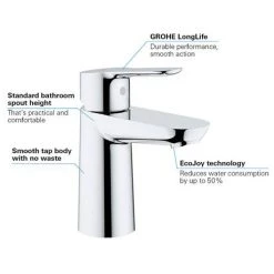 Grohe BauEdge Mono Basin Mixer - 23330000 6 Grohe BauEdge Mono Basin Mixer - 23330000 -Basin Taps Shop 23330000 D2 460