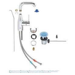 Grohe Essence M-Size Mono Basin Mixer with Pop-up Waste - Chrome - 23462001 -Basin Taps Shop 23462001 D2 460