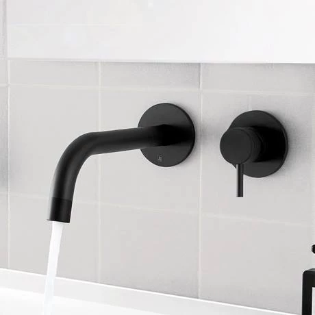 JTP Vos Matt Black Wall Mounted Single Lever Basin Mixer 2 JTP Vos Matt Black Wall Mounted Single Lever Basin Mixer - Image 2