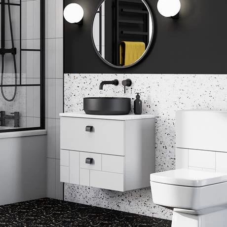 Arezzo Round Matt Black Wall Mounted (2TH) Basin Mixer Tap 4 Arezzo Round Matt Black Wall Mounted (2TH) Basin Mixer Tap - Image 4