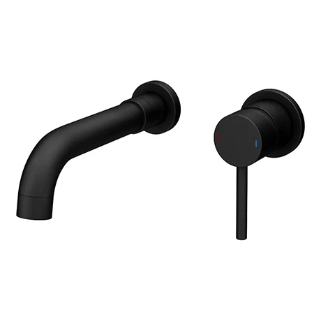 Arezzo Round Matt Black Wall Mounted (2TH) Basin Mixer Tap 1 Arezzo Round Matt Black Wall Mounted (2TH) Basin Mixer Tap