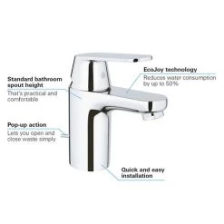 Grohe Eurosmart Cosmopolitan Mono Basin Mixer with Pop-up Waste - 3282500E 7 Grohe Eurosmart Cosmopolitan Mono Basin Mixer with Pop-up Waste - 3282500E -Basin Taps Shop 3282500E D2 460