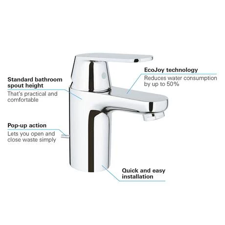 Grohe Eurosmart Cosmopolitan Mono Basin Mixer with Pop-up Waste - 3282500E 3 Grohe Eurosmart Cosmopolitan Mono Basin Mixer with Pop-up Waste - 3282500E - Image 3
