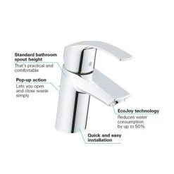 Grohe Eurosmart Mono Basin Mixer with Pop-up Waste - 33265002 11 Grohe Eurosmart Mono Basin Mixer with Pop-up Waste - 33265002 -Basin Taps Shop 33265002 D5 460