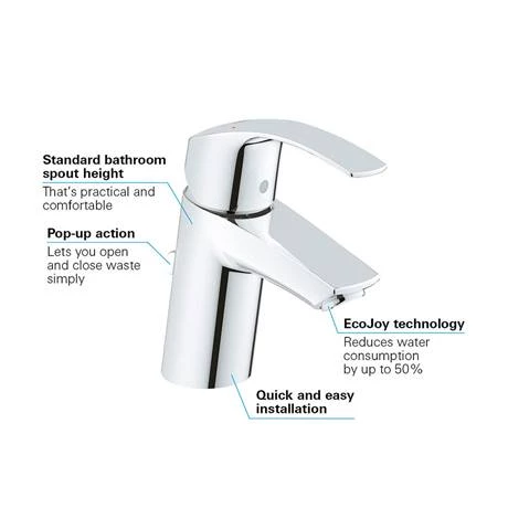 Grohe Eurosmart Mono Basin Mixer with Pop-up Waste - 33265002 6 Grohe Eurosmart Mono Basin Mixer with Pop-up Waste - 33265002 - Image 6