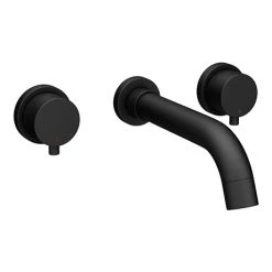Arezzo Round Matt Black Wall Mounted (3TH) Basin Mixer Tap