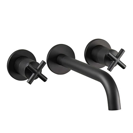 JTP Solex Matt Black 3 Hole Wall Mounted Basin Mixer 1 JTP Solex Matt Black 3 Hole Wall Mounted Basin Mixer