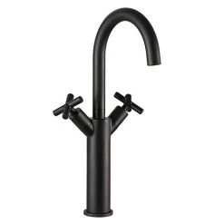 JTP Solex Matt Black Tall Swivel Spout Basin Mixer