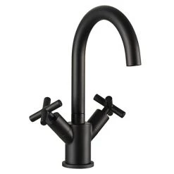 JTP Solex Matt Black Swivel Spout Basin Mixer