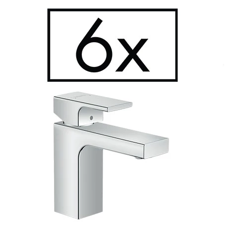 Hansgrohe Pack of 6 Vernis Shape Single Lever Basin Mixer 100 with Pop-up Waste - Chrome - 71597000 1 Hansgrohe Pack of 6 Vernis Shape Single Lever Basin Mixer 100 with Pop-up Waste - Chrome - 71597000