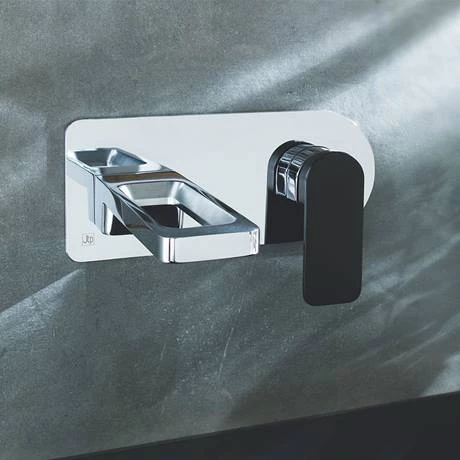 JTP Axel Chrome Wall Mounted Single Lever Basin Mixer with Matt Black Handle 2 JTP Axel Chrome Wall Mounted Single Lever Basin Mixer with Matt Black Handle - Image 2