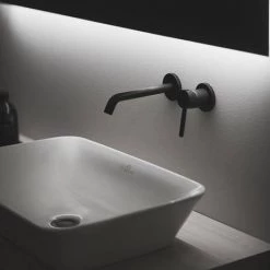 Ideal Standard Silk Black Ceraline Wall Mounted Basin Mixer -Basin Taps Shop A6938XG D2 460