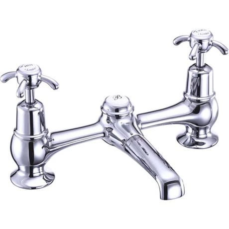 Burlington - Anglesey 2 Tap Hole Bridge Basin Mixer with Plug & Chain - AN10 2 Burlington - Anglesey 2 Tap Hole Bridge Basin Mixer with Plug & Chain - AN10 - Image 2
