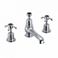 Burlington Anglesey Black 3TH Basin Mixer with Pop-up Waste