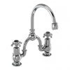 Burlington Anglesey Black 2TH Bridge Curved Spout Basin Mixer (200mm centers)
