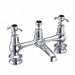 Burlington Anglesey Regent Black Bridge Basin Mixer with Plug & Chain Waste