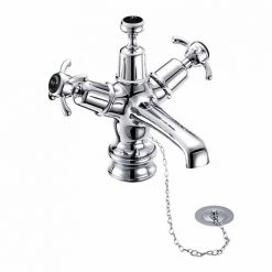 Burlington Anglesey Regent Black Basin Mixer with Plug & Chain Waste