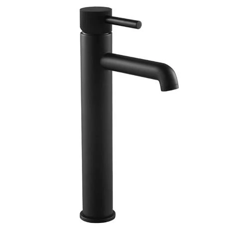 Arezzo Fluted Round Matt Black High Rise Mono Basin Mixer Tap 2 Arezzo Fluted Round Matt Black High Rise Mono Basin Mixer Tap - Image 2
