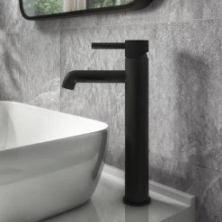 Arezzo Fluted Round Matt Black High Rise Mono Basin Mixer Tap 8 Arezzo Fluted Round Matt Black High Rise Mono Basin Mixer Tap -Basin Taps Shop AZ2LTMBF nd3 460