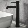 Arezzo Fluted Round Matt Black High Rise Mono Basin Mixer Tap