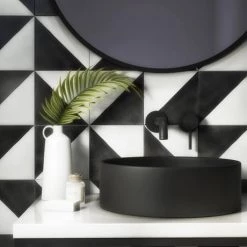 Arezzo Fluted Round Matt Black Wall Mounted (2TH) Basin Mixer Tap -Basin Taps Shop AZ8WTMBF d5 460