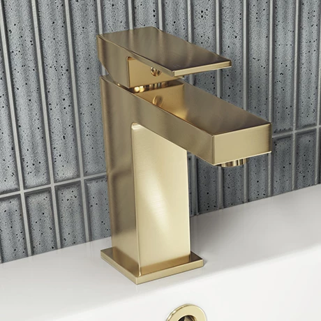 Arezzo Square Brushed Brass Mono Basin Mixer Tap 1 Arezzo Square Brushed Brass Mono Basin Mixer Tap