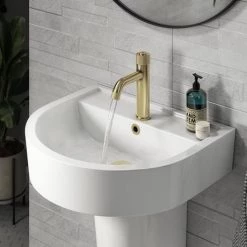 Arezzo Brushed Brass Industrial Style 1-Touch Basin Tap 10 Arezzo Brushed Brass Industrial Style 1-Touch Basin Tap -Basin Taps Shop AZIS1TBB n d5 460