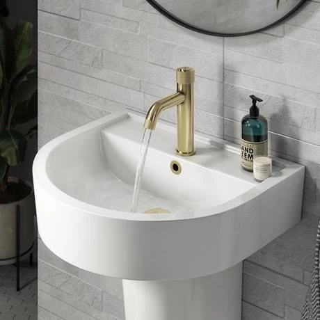 Arezzo Brushed Brass Industrial Style 1-Touch Basin Tap 5 Arezzo Brushed Brass Industrial Style 1-Touch Basin Tap - Image 5