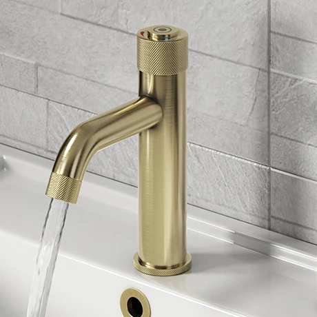 Arezzo Brushed Brass Industrial Style 1-Touch Basin Tap 1 Arezzo Brushed Brass Industrial Style 1-Touch Basin Tap