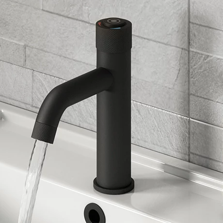 Arezzo Matt Black Industrial Style 1-Touch Basin Tap 1 Arezzo Matt Black Industrial Style 1-Touch Basin Tap