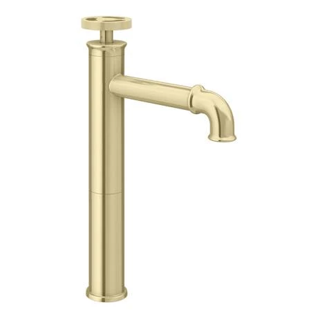 Arezzo Brushed Brass Industrial Style High Rise Basin Mixer 4 Arezzo Brushed Brass Industrial Style High Rise Basin Mixer - Image 4