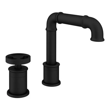 Arezzo Matt Black 2TH Industrial Style Deck Mounted Basin Mixer 3 Arezzo Matt Black 2TH Industrial Style Deck Mounted Basin Mixer - Image 3