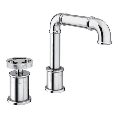 Arezzo Chrome 2TH Industrial Style Deck Mounted Basin Mixer 3 Arezzo Chrome 2TH Industrial Style Deck Mounted Basin Mixer - Image 3