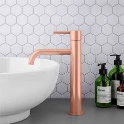 Arezzo Round Rose Gold High Rise Mono Basin Mixer Tap -Basin Taps Shop AZRGHRT d4 460