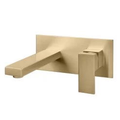 Arezzo Square Brushed Brass Wall Mounted Basin Mixer Tap