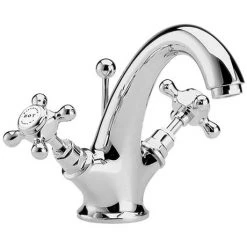Bayswater White Crosshead Mono Basin Mixer + Pop-Up Waste