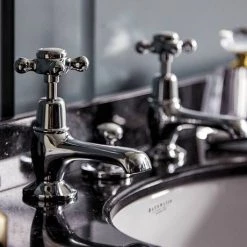 Bayswater White Crosshead Domed Collar Traditional Basin Taps 5 Bayswater White Crosshead Domed Collar Traditional Basin Taps -Basin Taps Shop BAYT201 D2 460