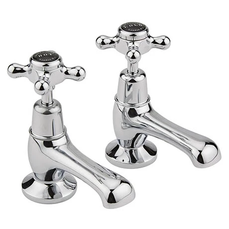 Bayswater Black Crosshead Domed Collar Traditional Basin Taps 1 Bayswater Black Crosshead Domed Collar Traditional Basin Taps