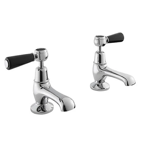 Bayswater Black Lever Domed Collar Traditional Basin Taps 1 Bayswater Black Lever Domed Collar Traditional Basin Taps