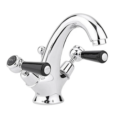 Bayswater Black Lever Domed Collar Mono Basin Mixer + Pop-Up Waste 1 Bayswater Black Lever Domed Collar Mono Basin Mixer + Pop-Up Waste