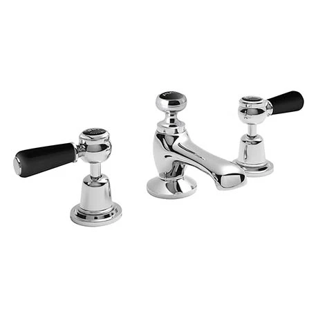 Bayswater Black Lever Domed Collar 3 Tap Hole Deck Basin Mixer + Pop-Up Waste 1 Bayswater Black Lever Domed Collar 3 Tap Hole Deck Basin Mixer + Pop-Up Waste