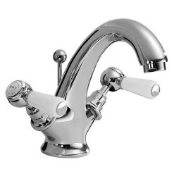 Bayswater White Lever Mono Basin Mixer + Pop-Up Waste