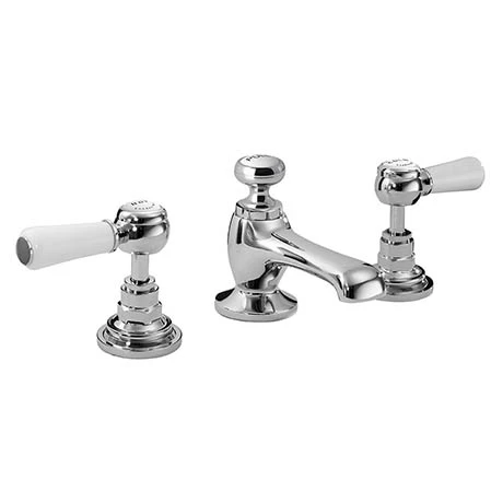 Bayswater White Lever 3 Tap Hole Deck Basin Mixer + Pop-Up Waste 1 Bayswater White Lever 3 Tap Hole Deck Basin Mixer + Pop-Up Waste