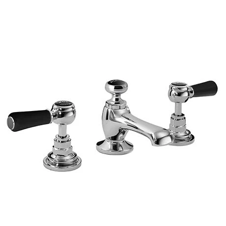 Bayswater Black Lever 3 Tap Hole Deck Basin Mixer + Pop-Up Waste 1 Bayswater Black Lever 3 Tap Hole Deck Basin Mixer + Pop-Up Waste