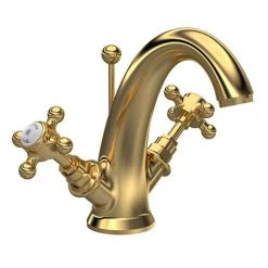 Hudson Reed Brass Topaz Crosshead Mono Basin Mixer w. Pop-Up Waste - BC805HX