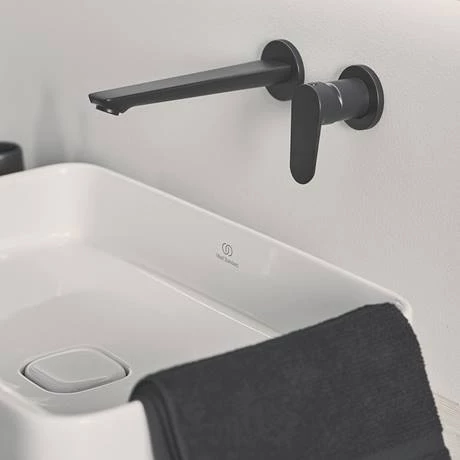 Ideal Standard Silk Black Cerafine O Wall Mounted Basin Mixer 4 Ideal Standard Silk Black Cerafine O Wall Mounted Basin Mixer - Image 4