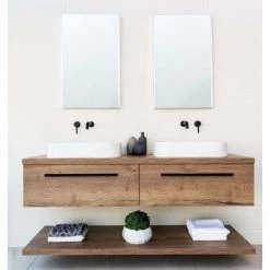 BagnoDesign M-Line Matt Black Wall Mounted 2-Hole Basin Mixer -Basin Taps Shop BDM MLI 315 A BK D2 460