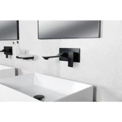 BagnoDesign Zephyr Matt Black Wall Mounted Basin Mixer -Basin Taps Shop BDM ZEP 305 MB D3 460