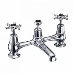 Burlington Birkenhead Black Bridge Basin Mixer with Plug & Chain Waste